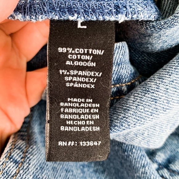 Celebrity Pink Blue Stretch Denim Overalls Distressed Large - Picture 9 of 10